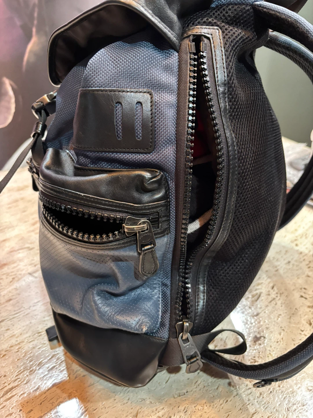 Coach Backpack - Blue Leather and Fabric - photo 4