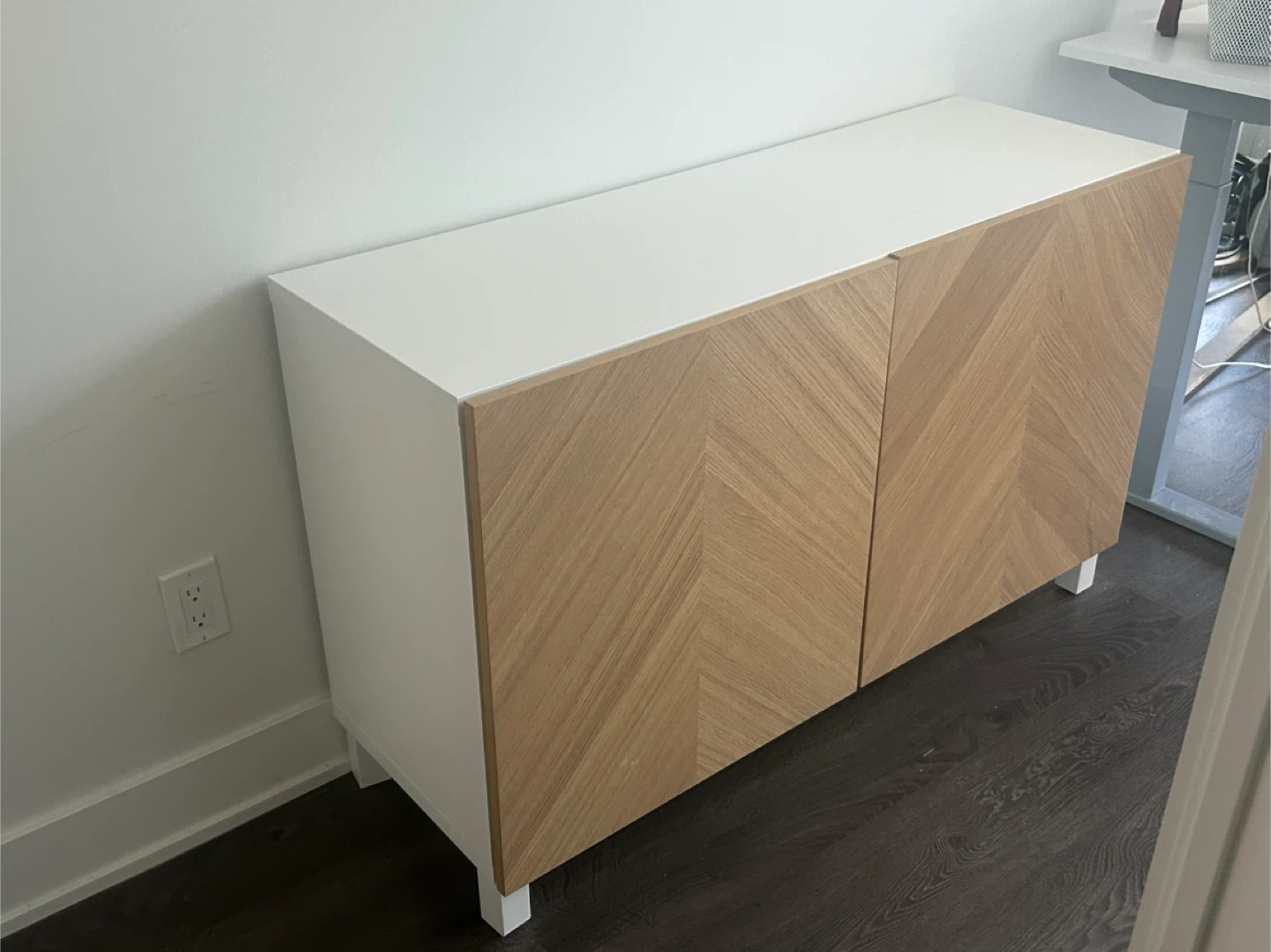 White Cabinet with Wood Front Doors - photo 3