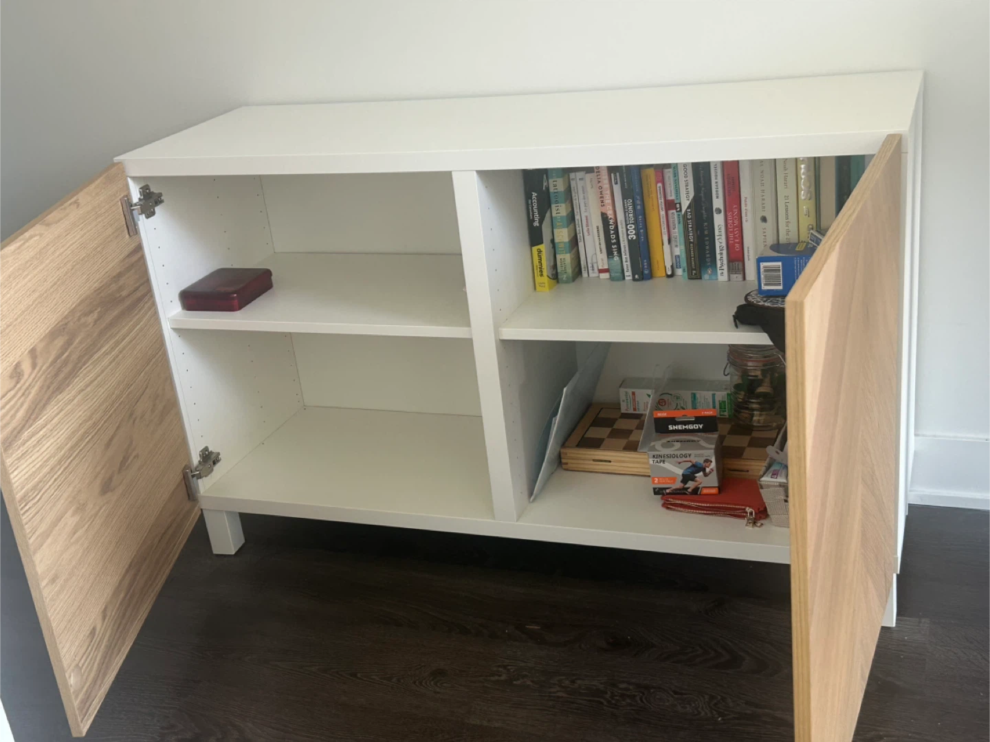 White Cabinet with Wood Front Doors - photo 2