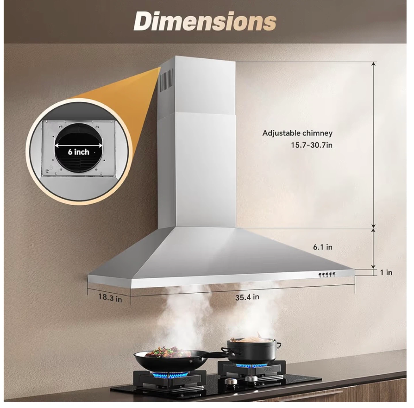 Stainless Steel Range Hood - 35.4 inch - photo 2