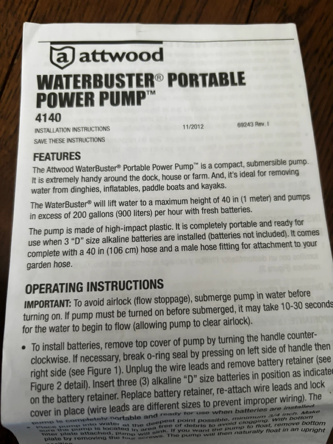 Attwood WaterBuster Portable Power Pump 4140 - photo 3