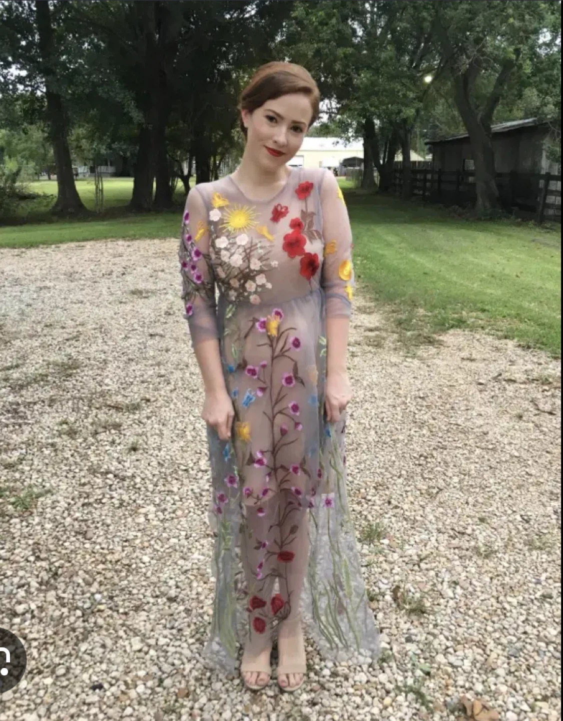 Sheer Embroidered Floral Maxi Dress sz S - photo 2