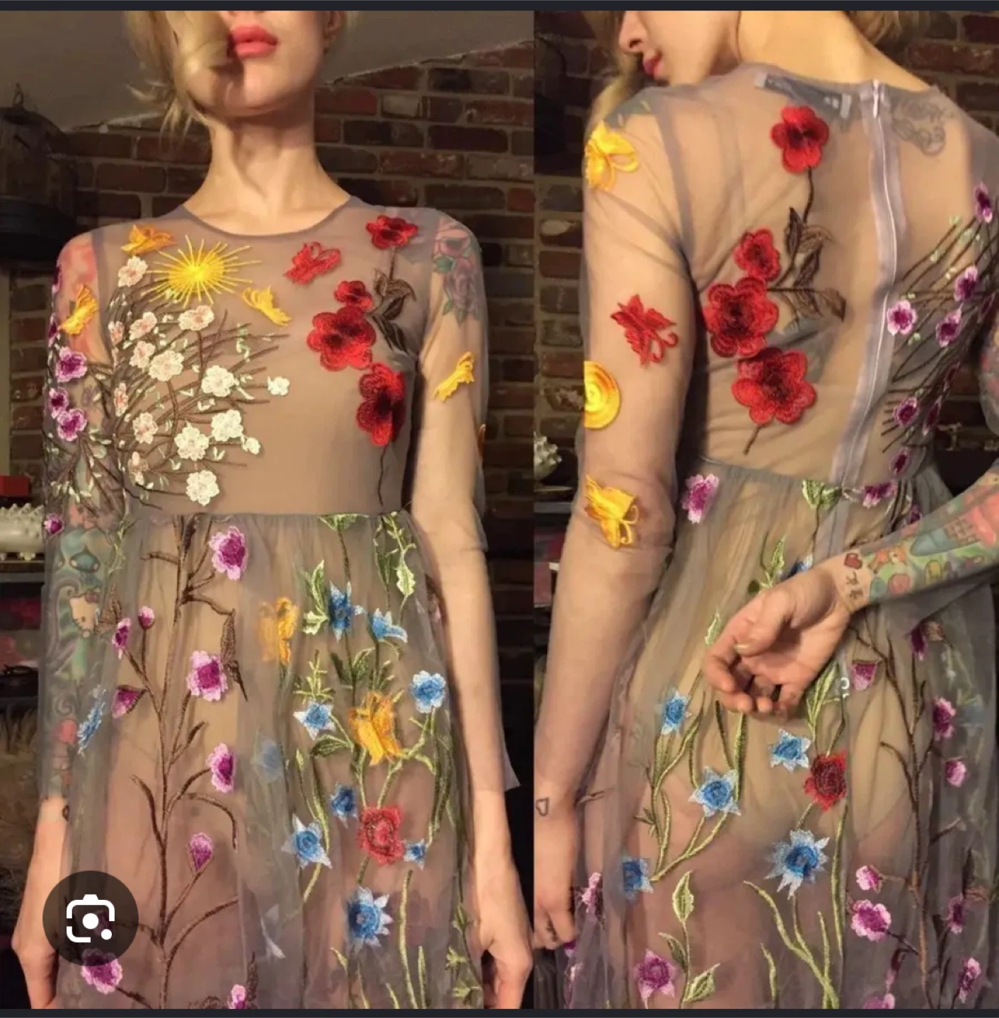 Sheer Embroidered Floral Maxi Dress sz S - photo 3
