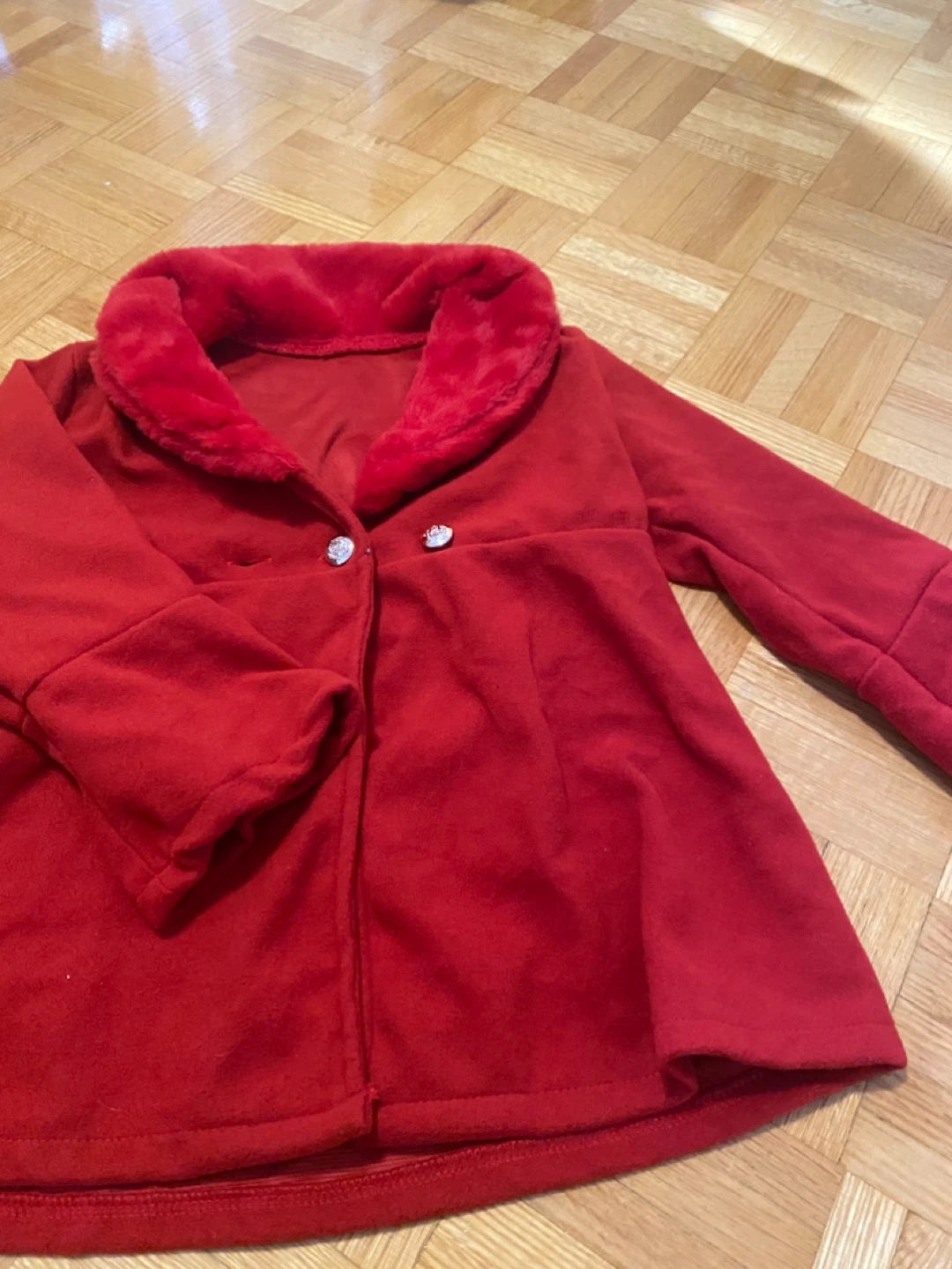 Toddler Red Faux Fur Collar Jacket - photo 3