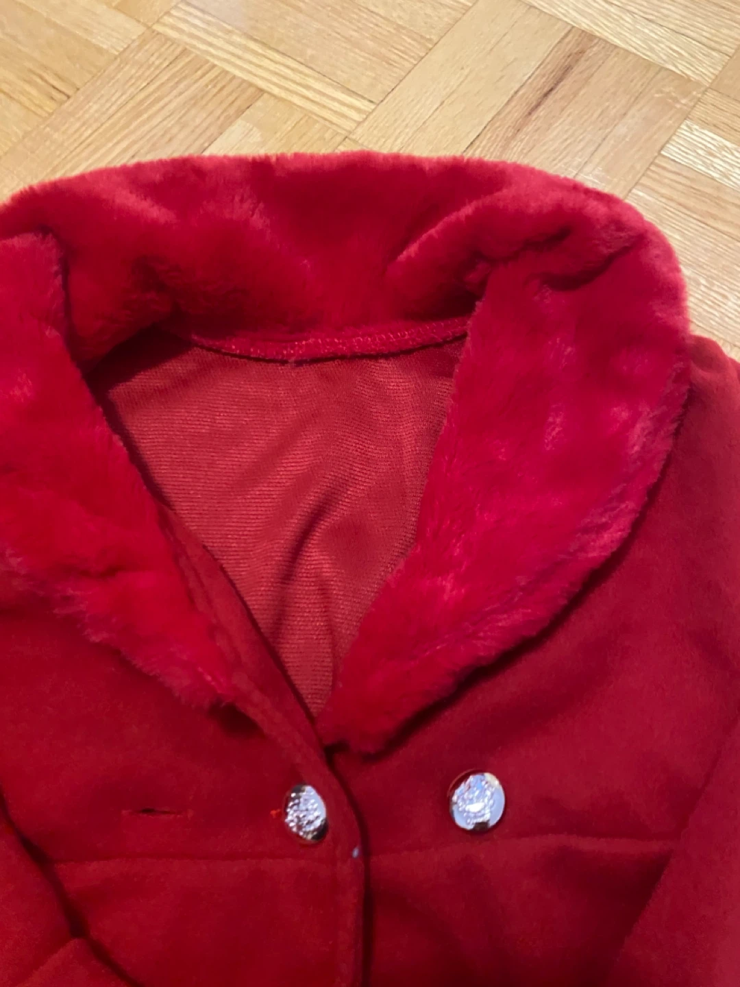 Toddler Red Faux Fur Collar Jacket - photo 2