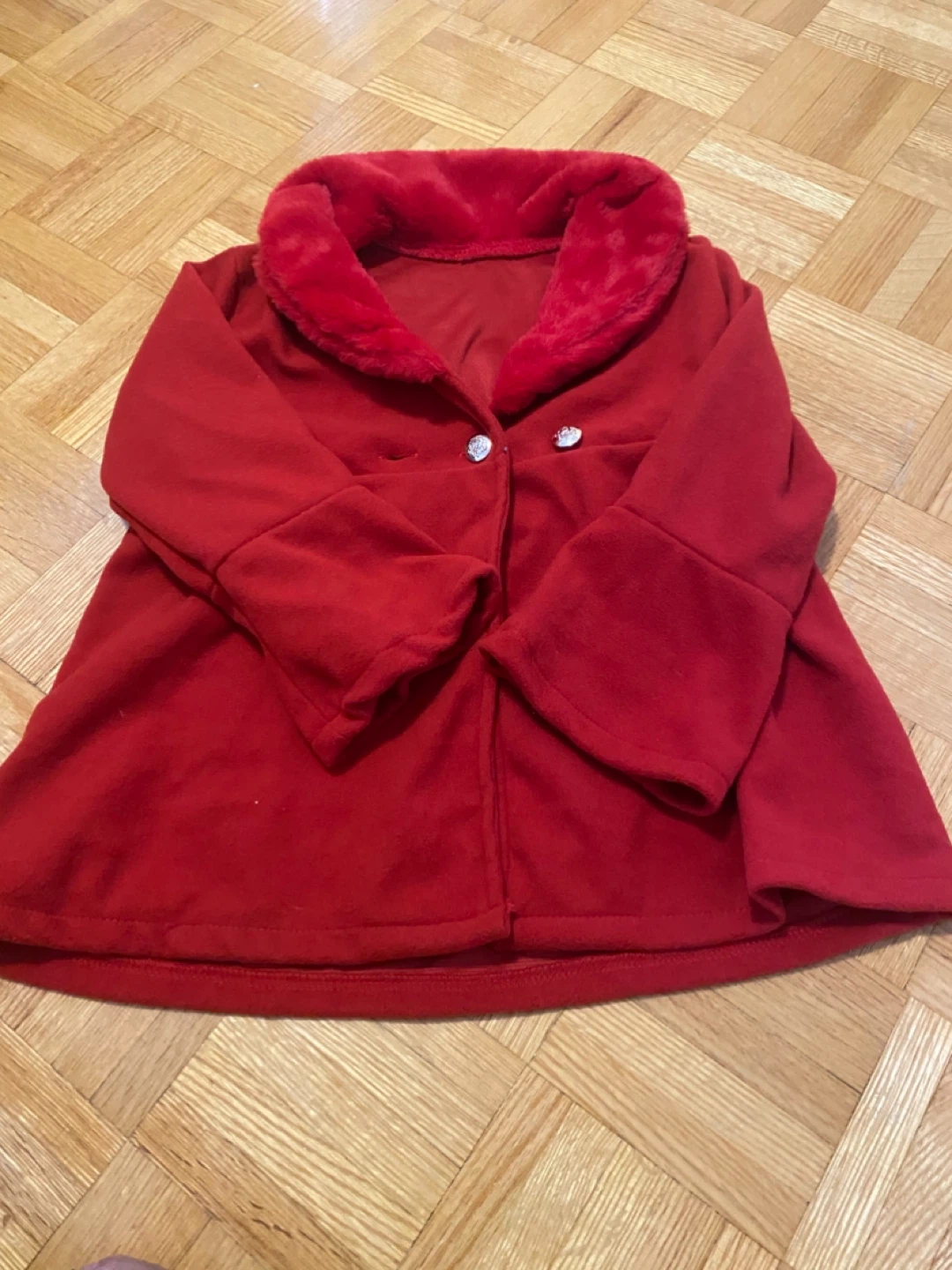 Toddler Red Faux Fur Collar Jacket