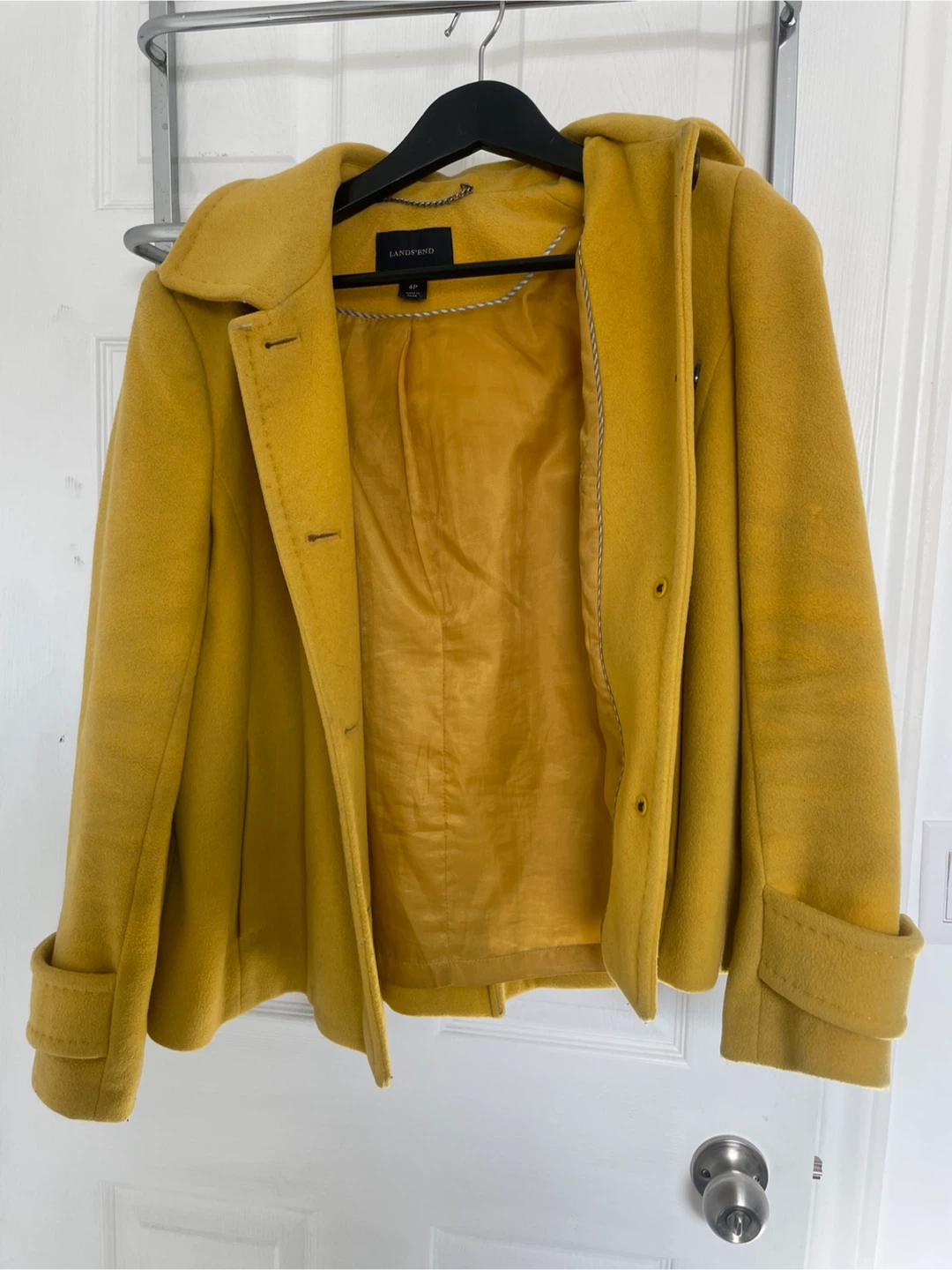 Lands' End mustard cropped Peacoat Jacket size 4P