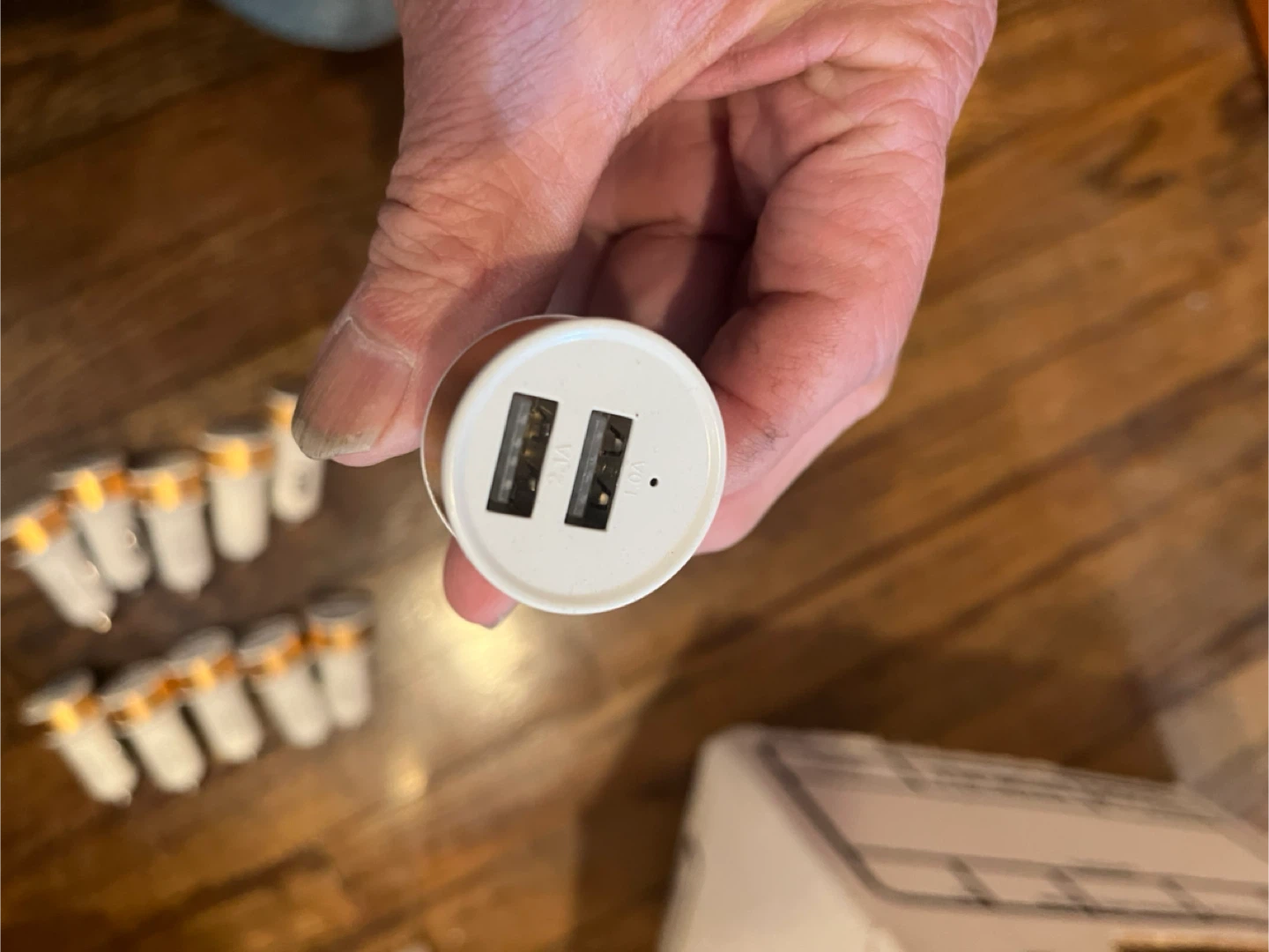 Brand.  New.   Double.  USB. ).  Car.  Charger.   With light.