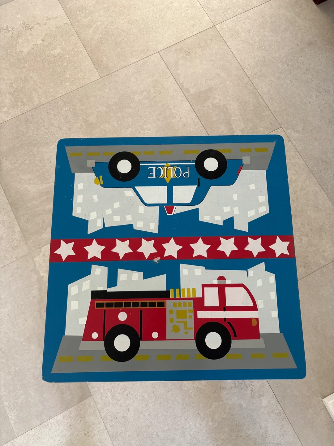 Kids Table - Police and Fire Truck Design