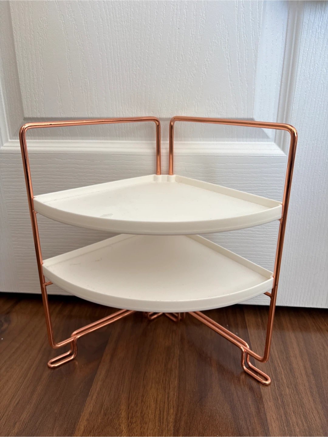 2-Tier Corner Shelf - White and Rose Gold