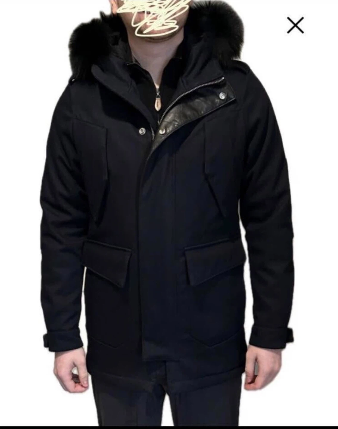 The Kooples Black Fur Hood Parka Jacket XS