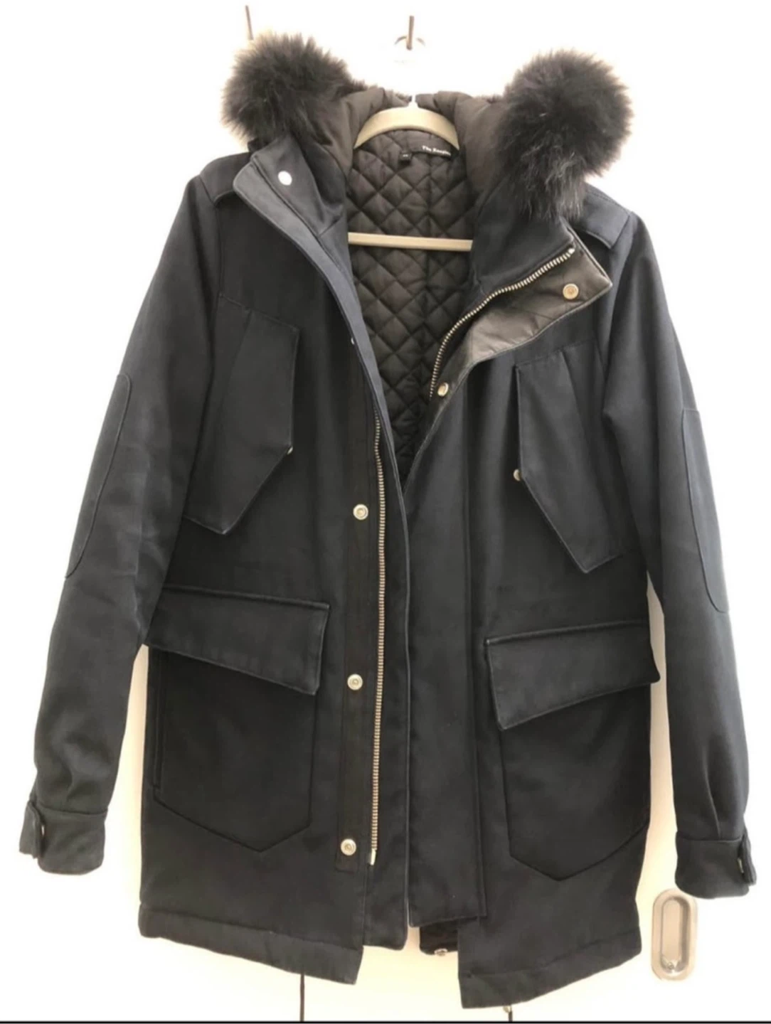 The Kooples Black Fur Hood Parka Jacket XS - photo 3