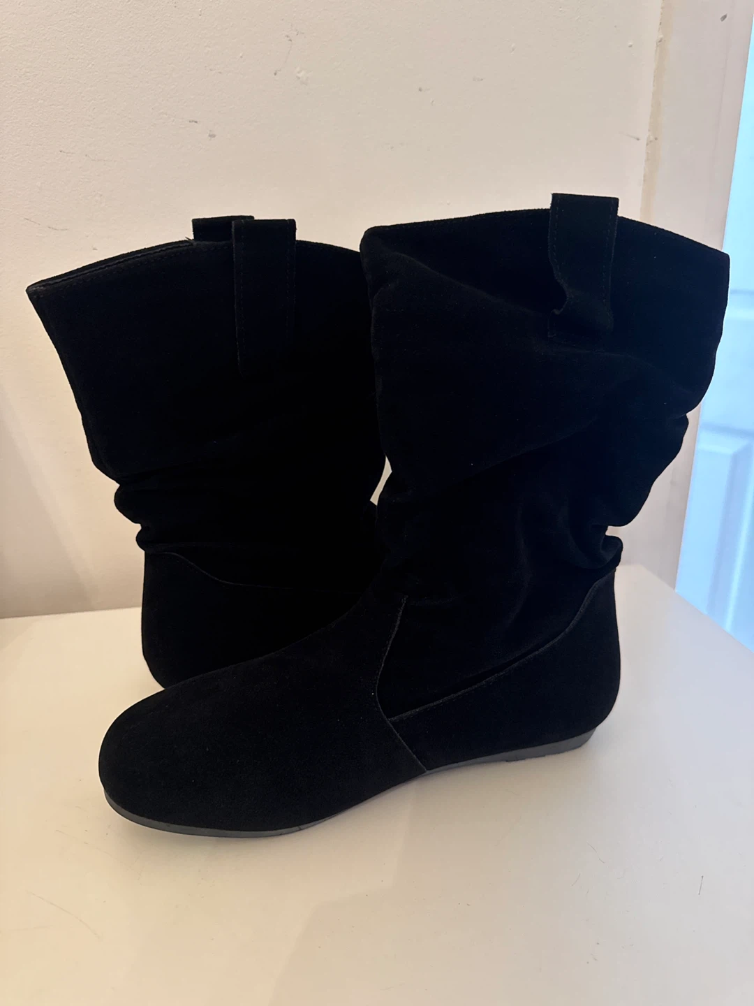 Black Suede Slouch Boots