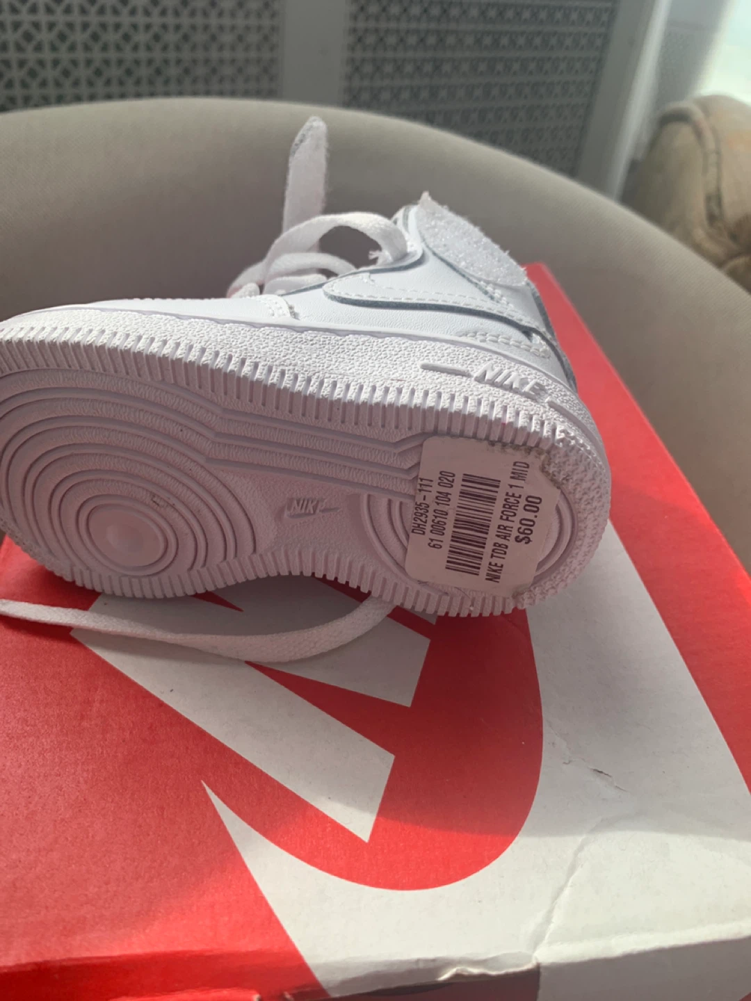 Nike Air Force 1 Crib Shoes Toddler Size 4C White - photo 3