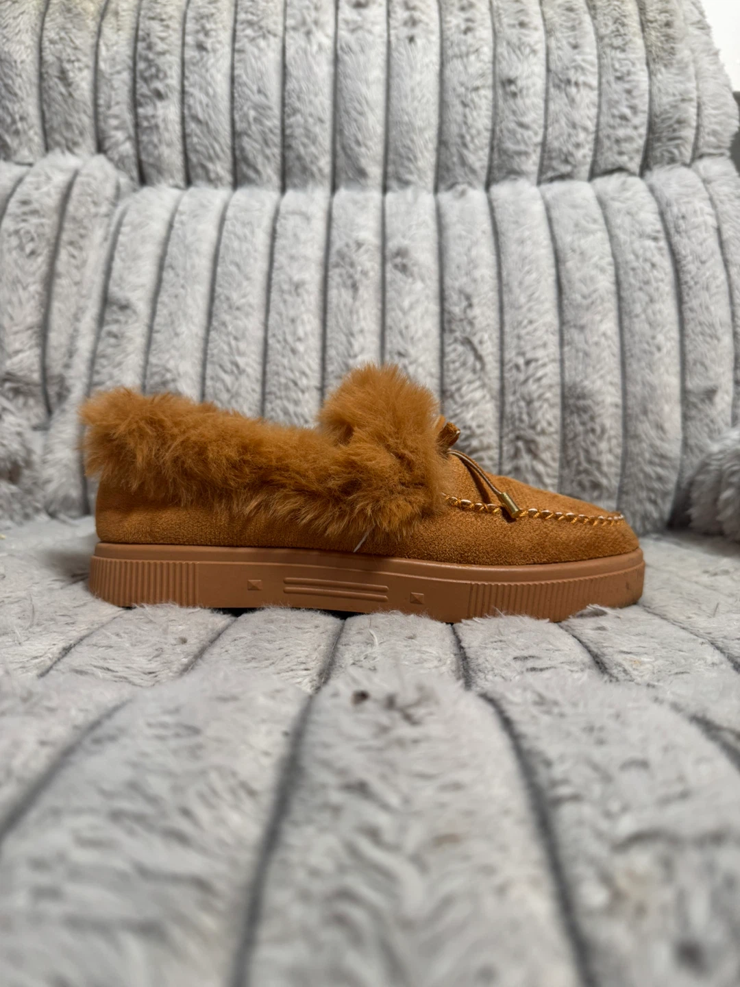 Brown Furry Moccasin Slippers - Size 42 - photo 2