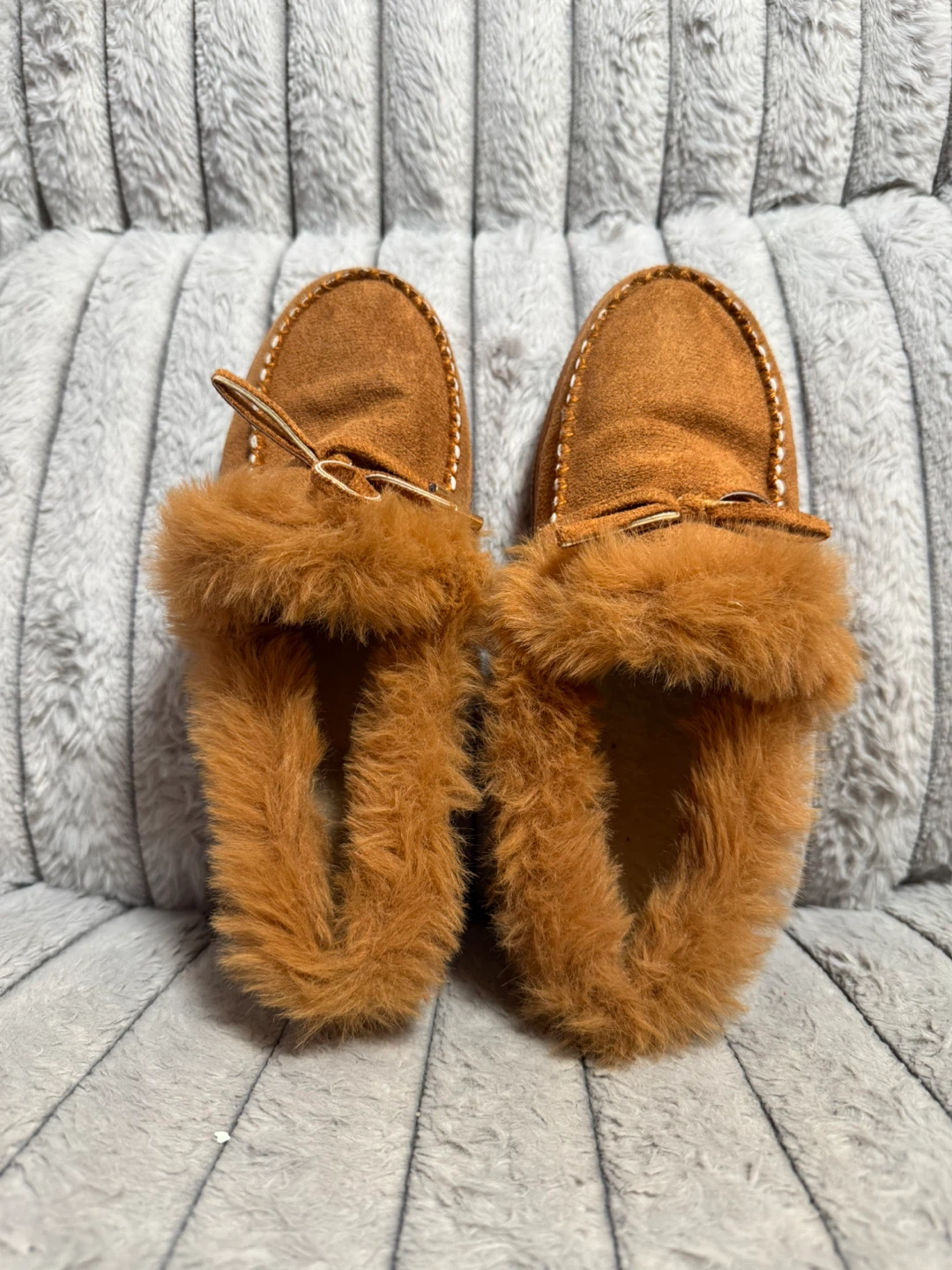 Brown Furry Moccasin Slippers - Size 42 - photo 5