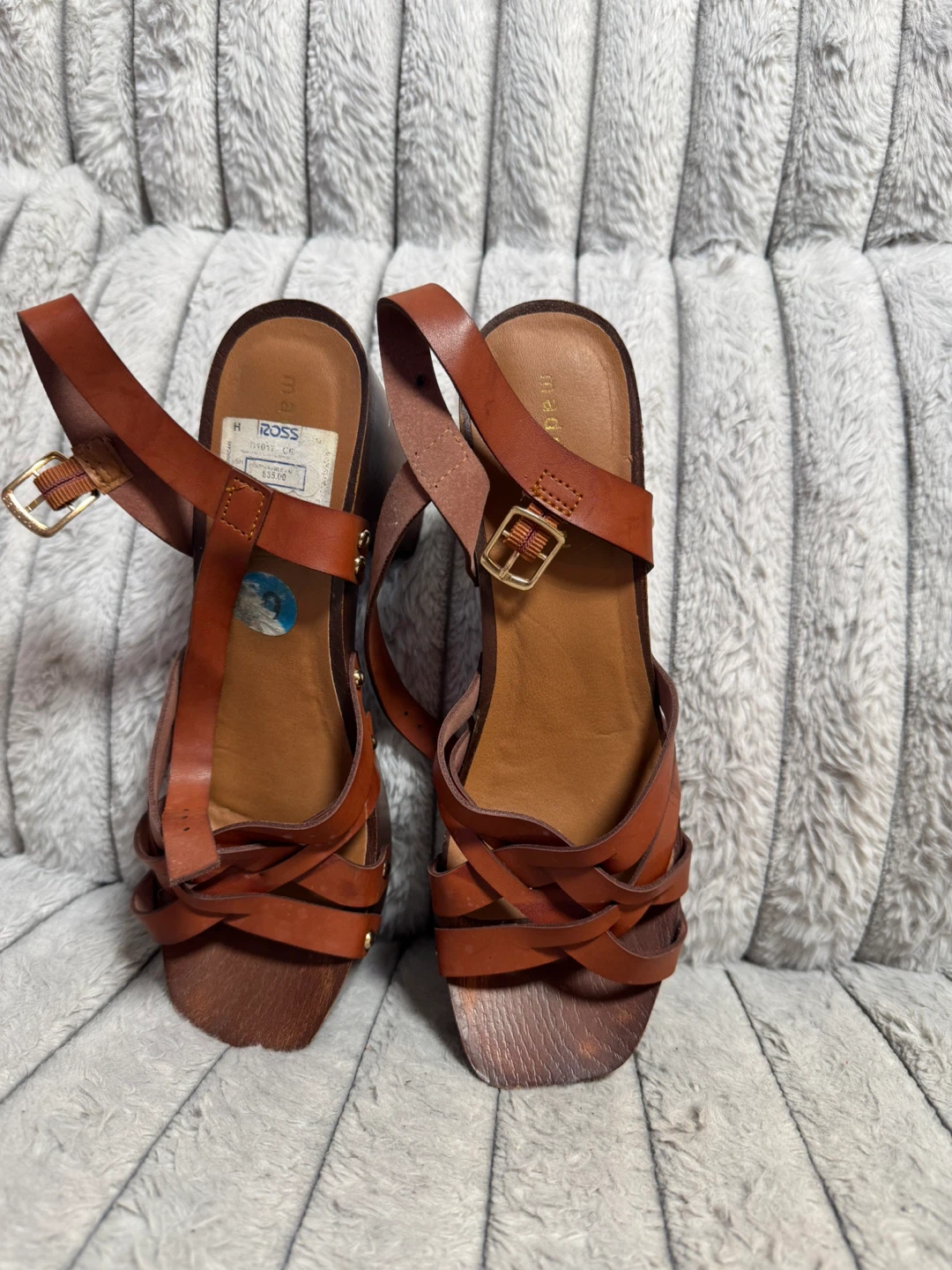Brown Strappy Wedge Sandals