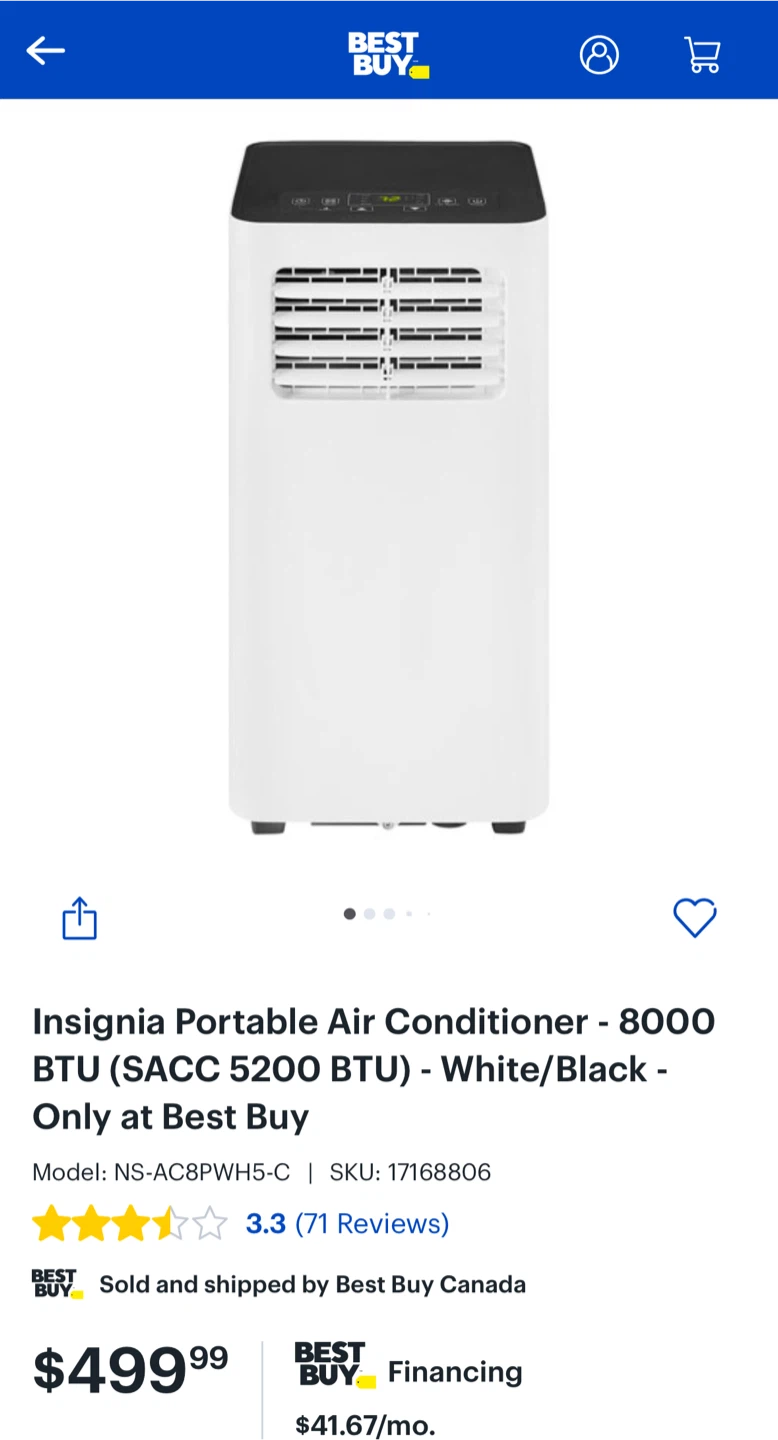 Insignia Portable Air Conditioner - 8000 BTU