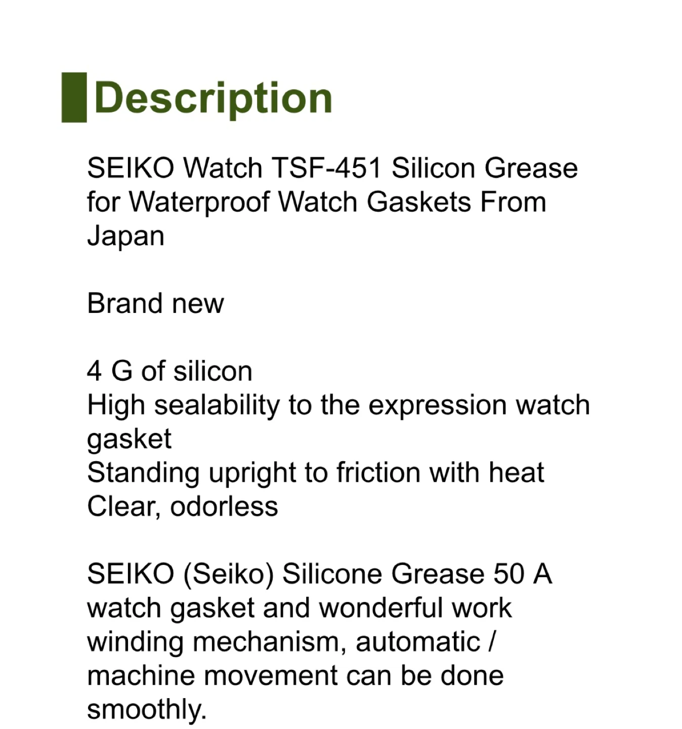 SEIKO TSF-451 Silicone Grease for Waterproof Watch Gaskets - photo 4