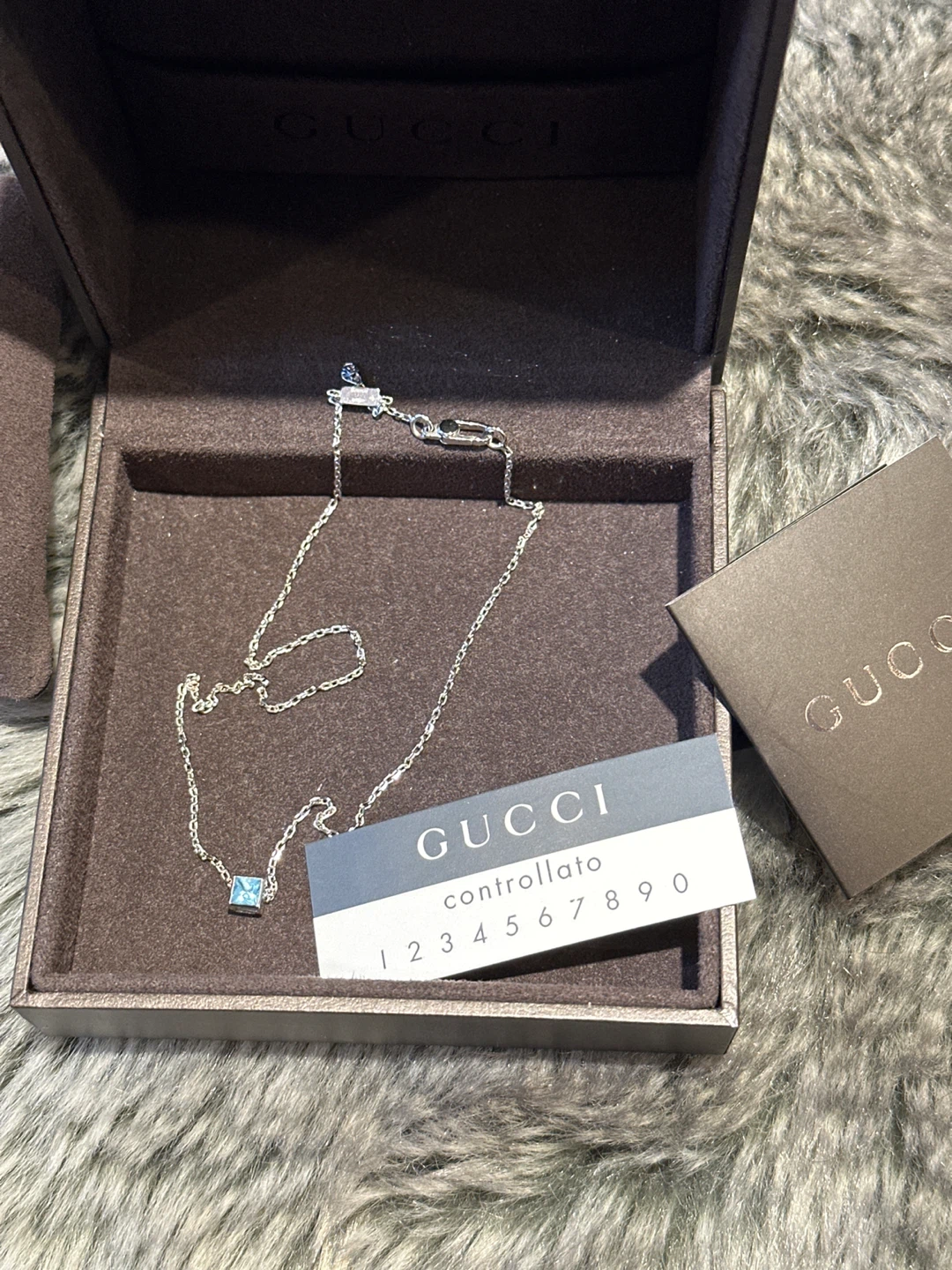 Gucci 18k white gold Necklace with Blue Charm - photo 2