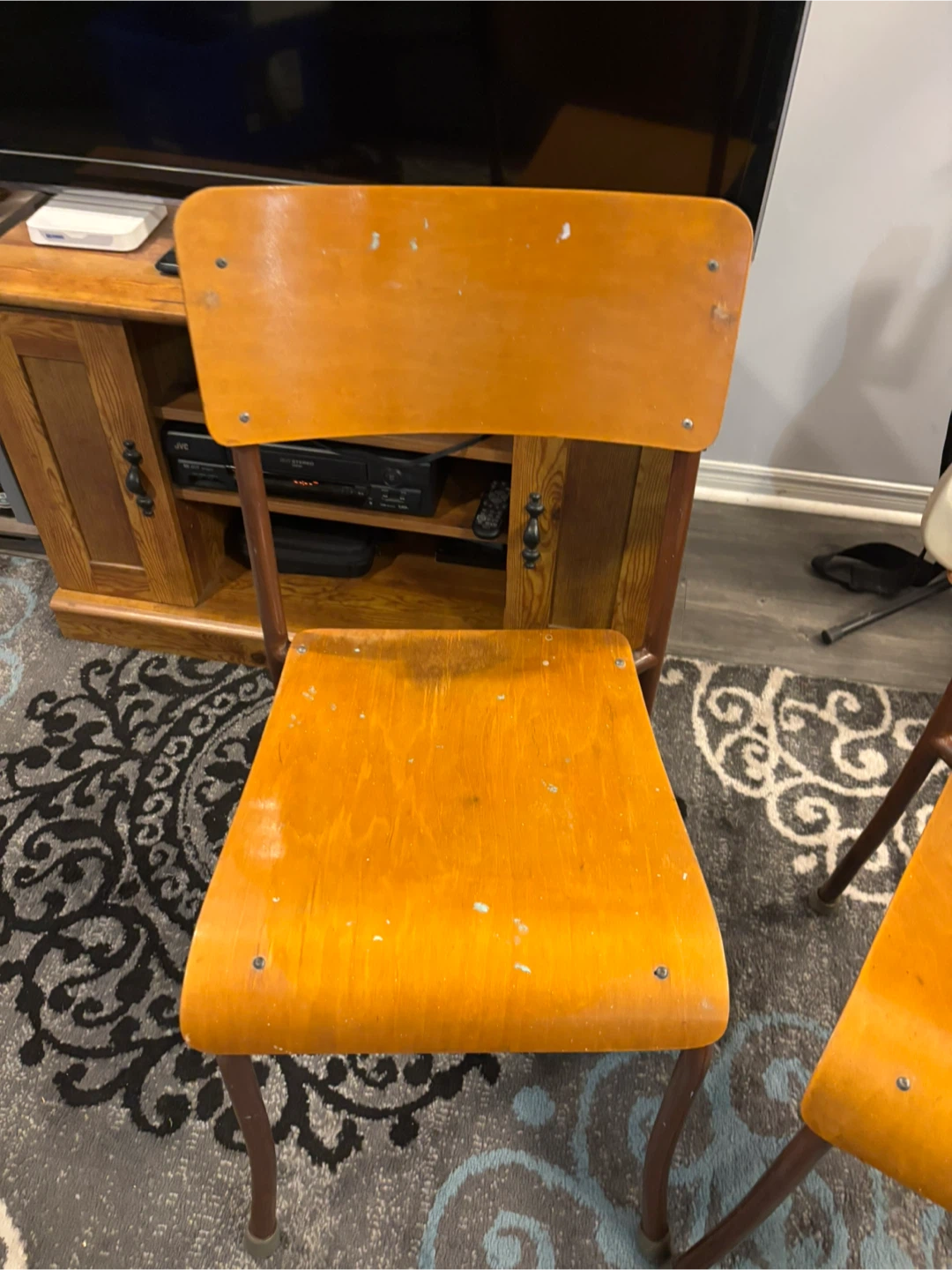 Set of 6 Vintage Wooden School Chairs