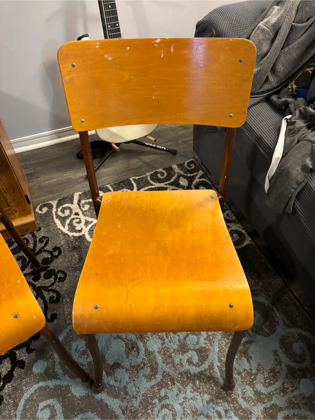 Set of 6 Vintage Wooden School Chairs - photo 2