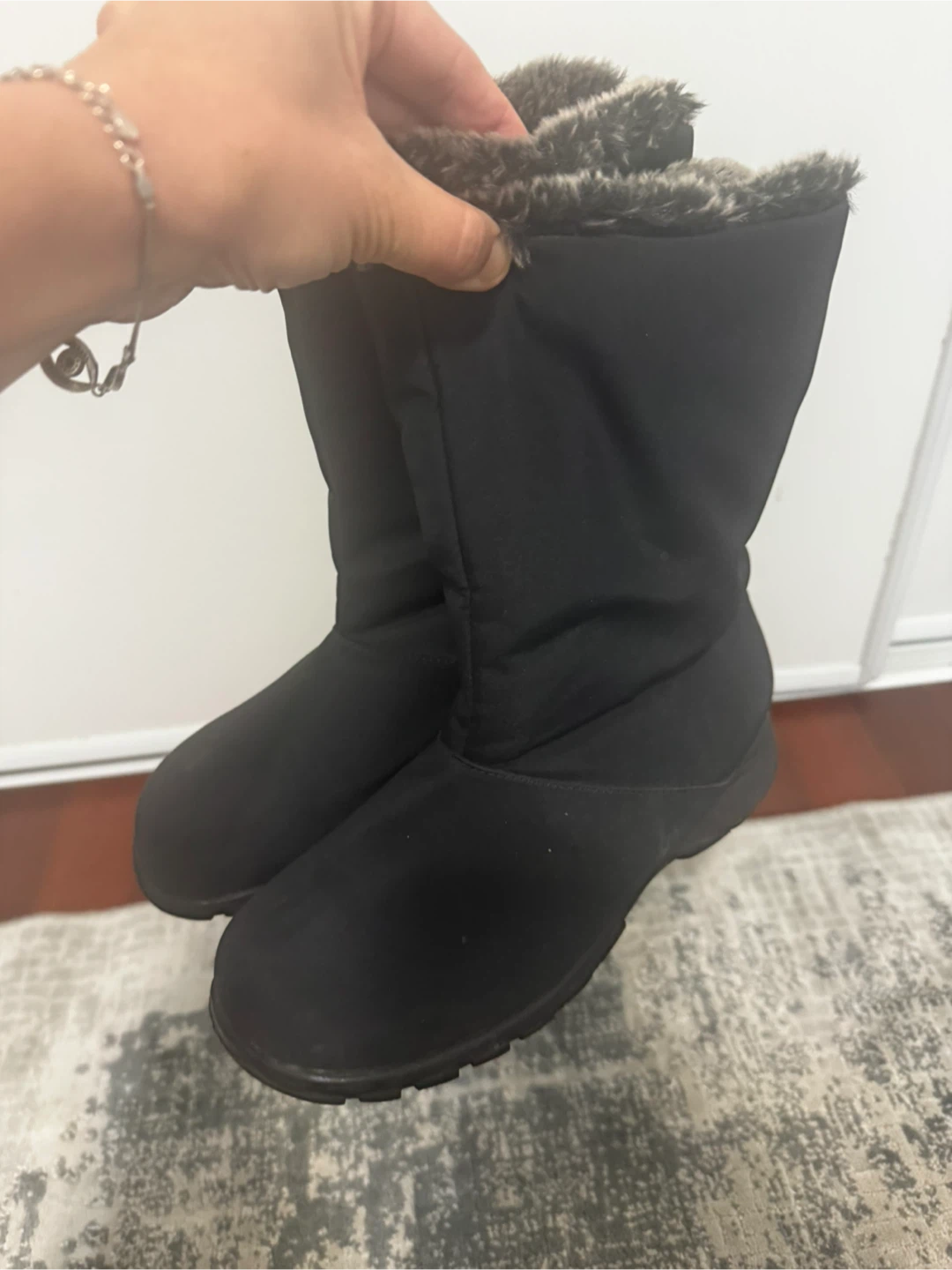 Toe Warmers Black Faux Fur Lined Winter Boots - Size 7