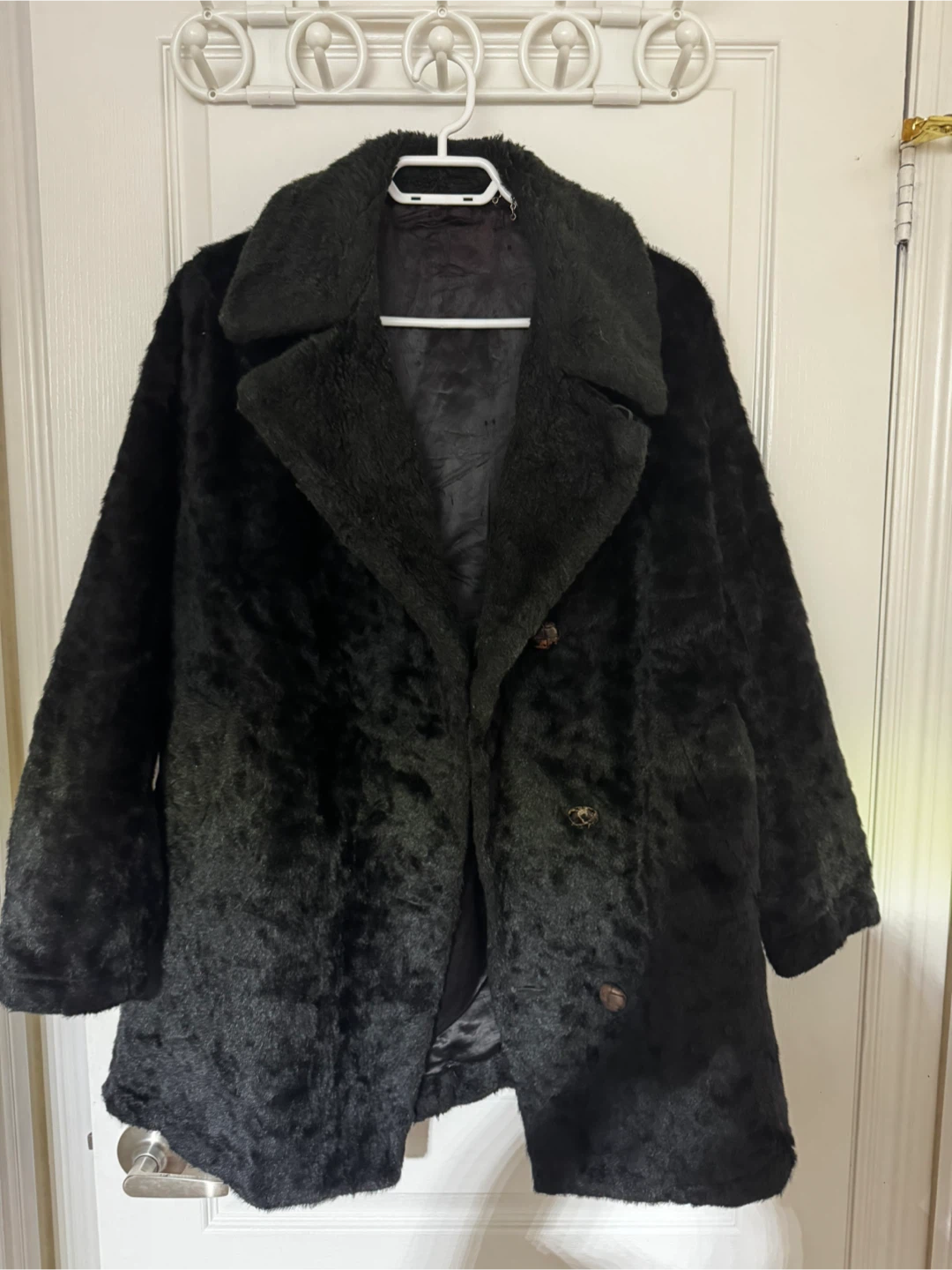 Black Faux Fur Coat with Belt