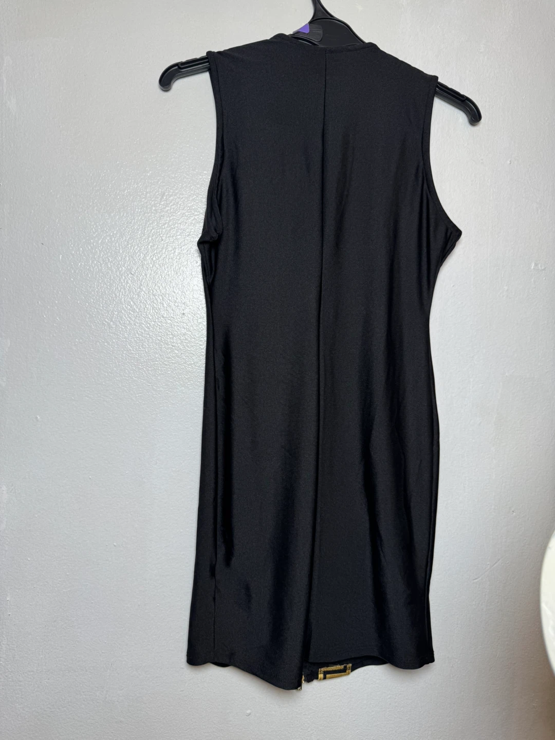 Black Sleeveless Dress with Gold Greek Key Zipper - Size M - photo 4