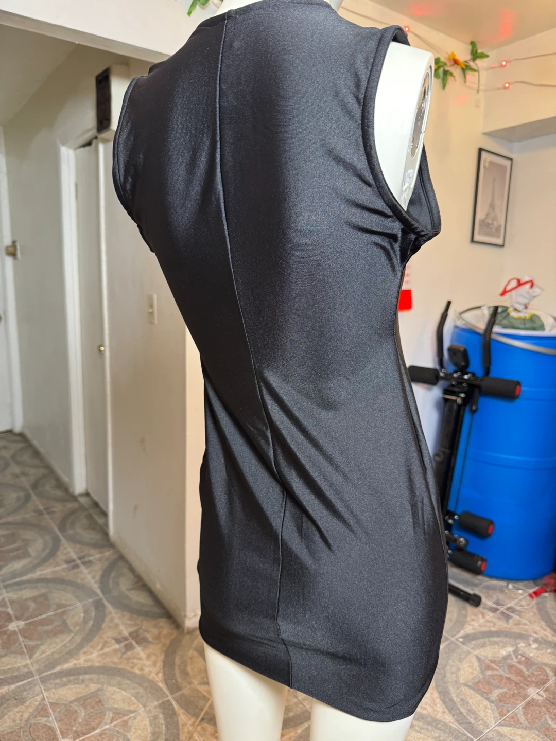 Black Sleeveless Dress with Gold Greek Key Zipper - Size M - photo 3