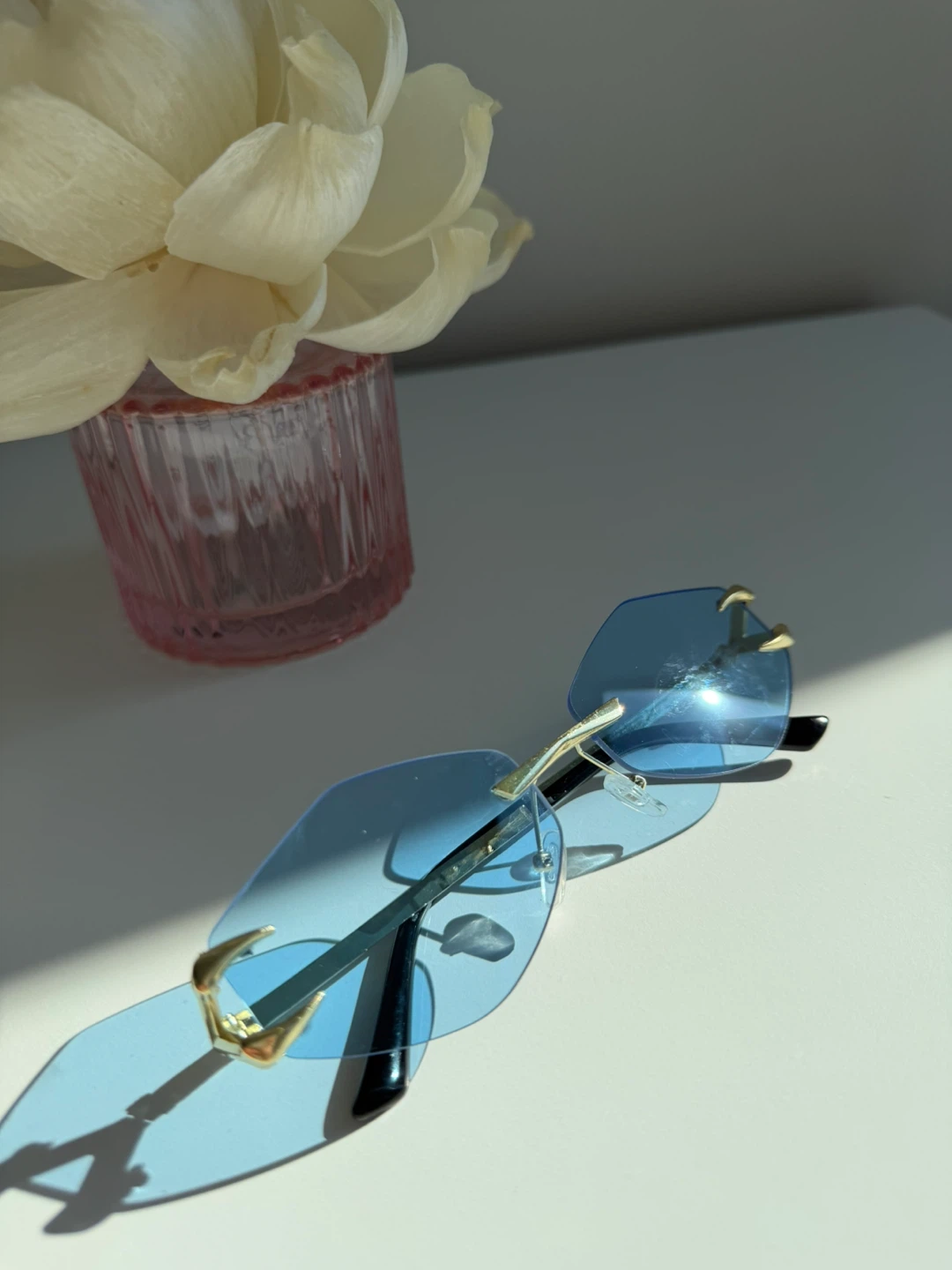 Rimless Diamond Cutout Sunglasses - Gold Frame - photo 5