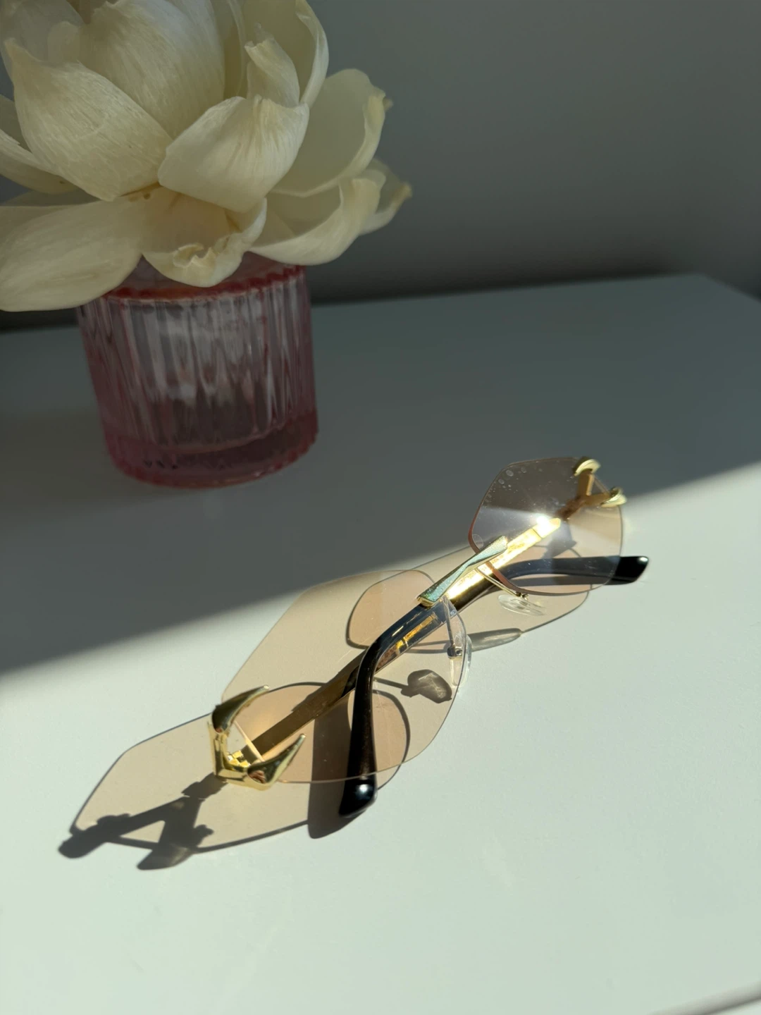 Rimless Diamond Cutout Sunglasses - Gold Frame - photo 3