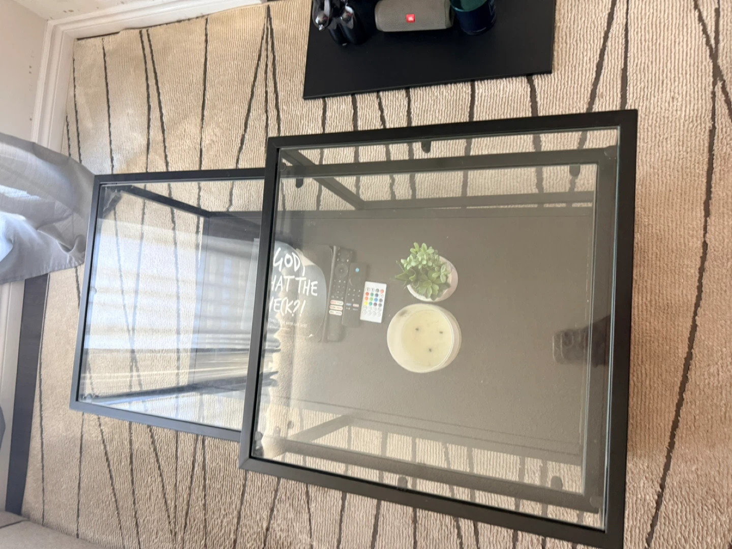 Black Metal and Glass Coffee Table - photo 2