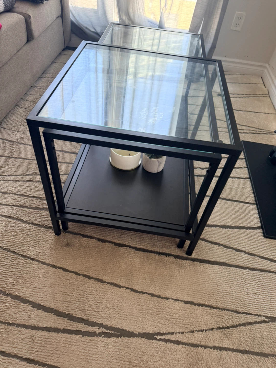 Black Metal and Glass Coffee Table - photo 3