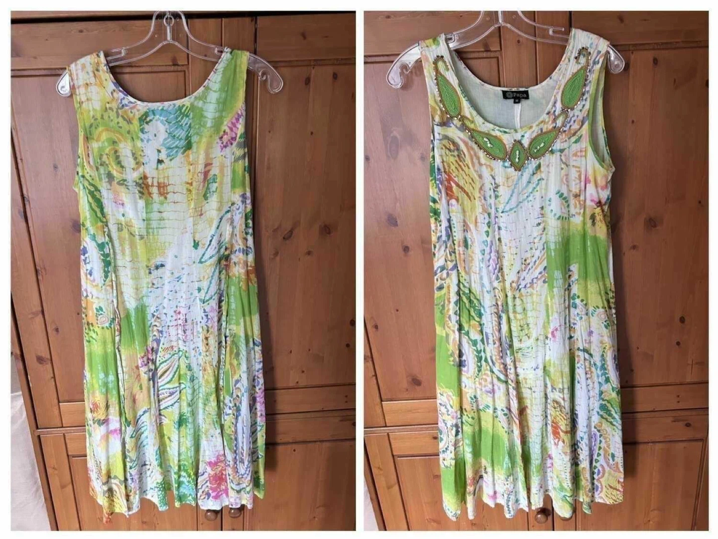 Cotton Dress with Embellished Neckline