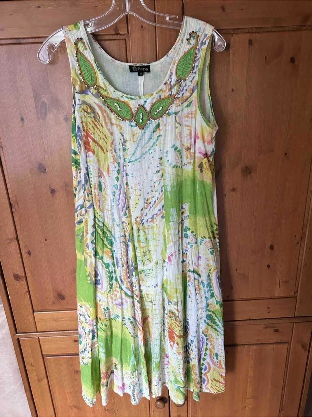 Cotton Dress with Embellished Neckline - photo 2