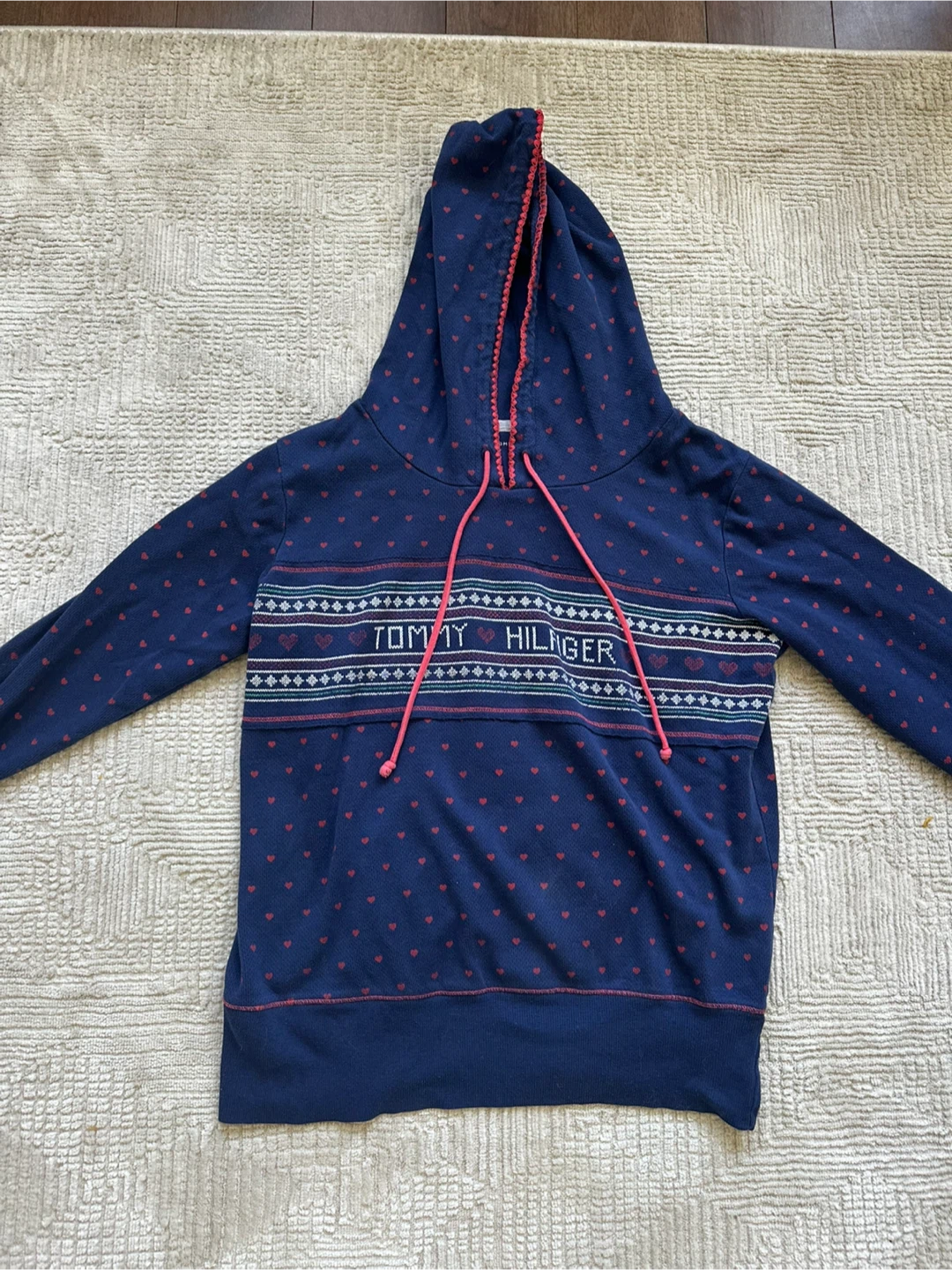 Tommy Hilfiger Hoodie L/G Navy Blue Heart Print