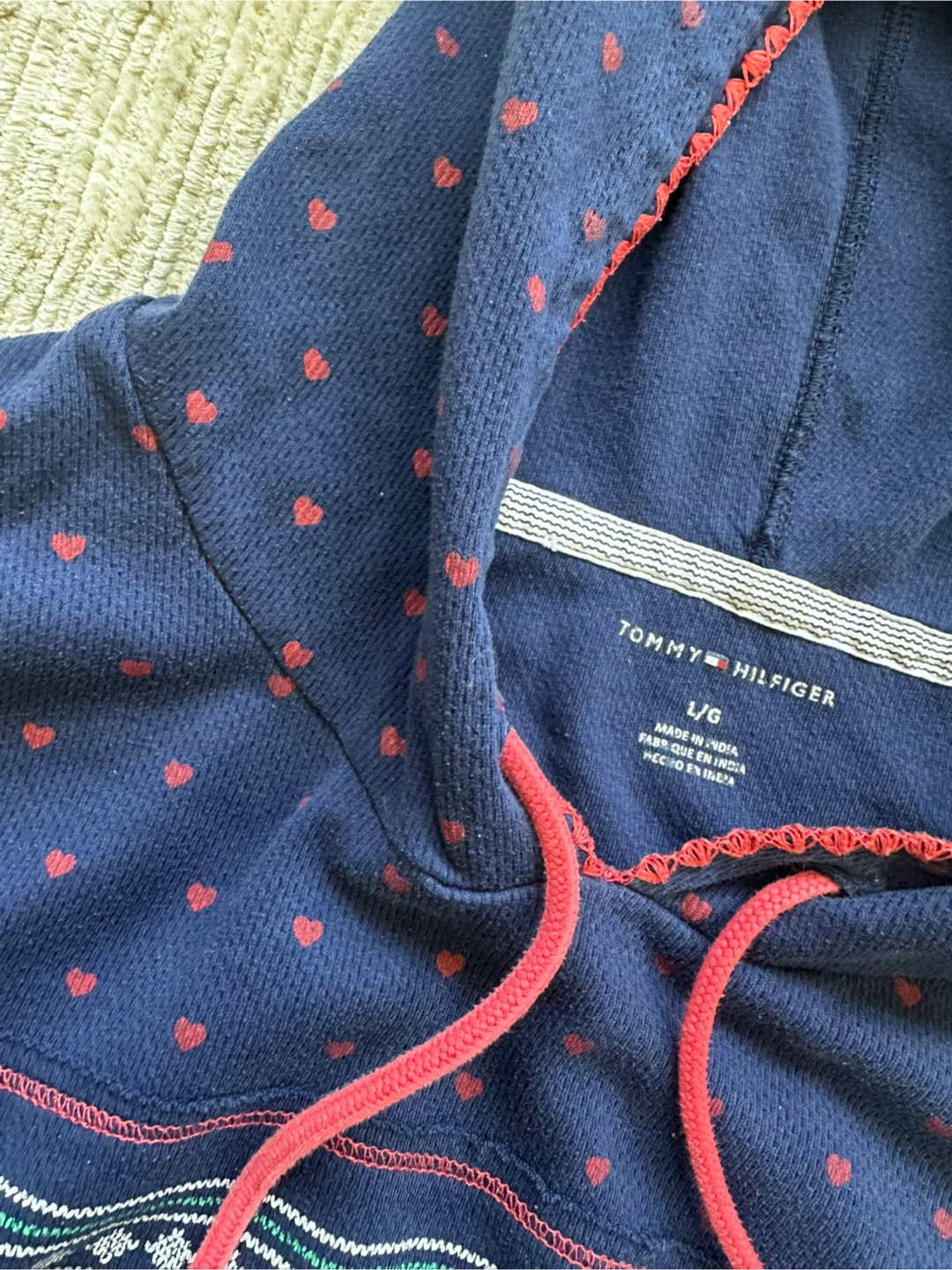 Tommy Hilfiger Hoodie L/G Navy Blue Heart Print - photo 2