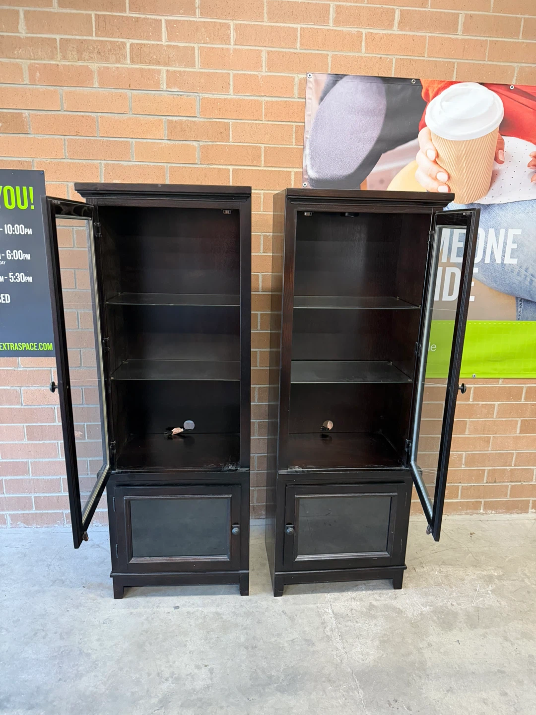 Black Display Cabinets with Glass Doors (Set of 2) - photo 4