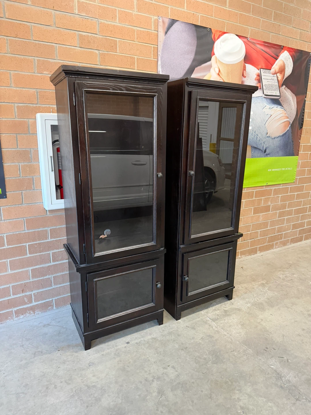 Black Display Cabinets with Glass Doors (Set of 2) - photo 2