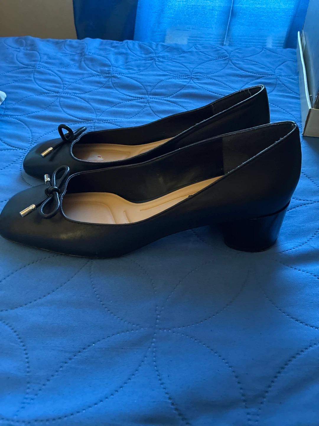 Franco Sarto Black Bow Detail Block Heel Pumps Women's Shoes - photo 2
