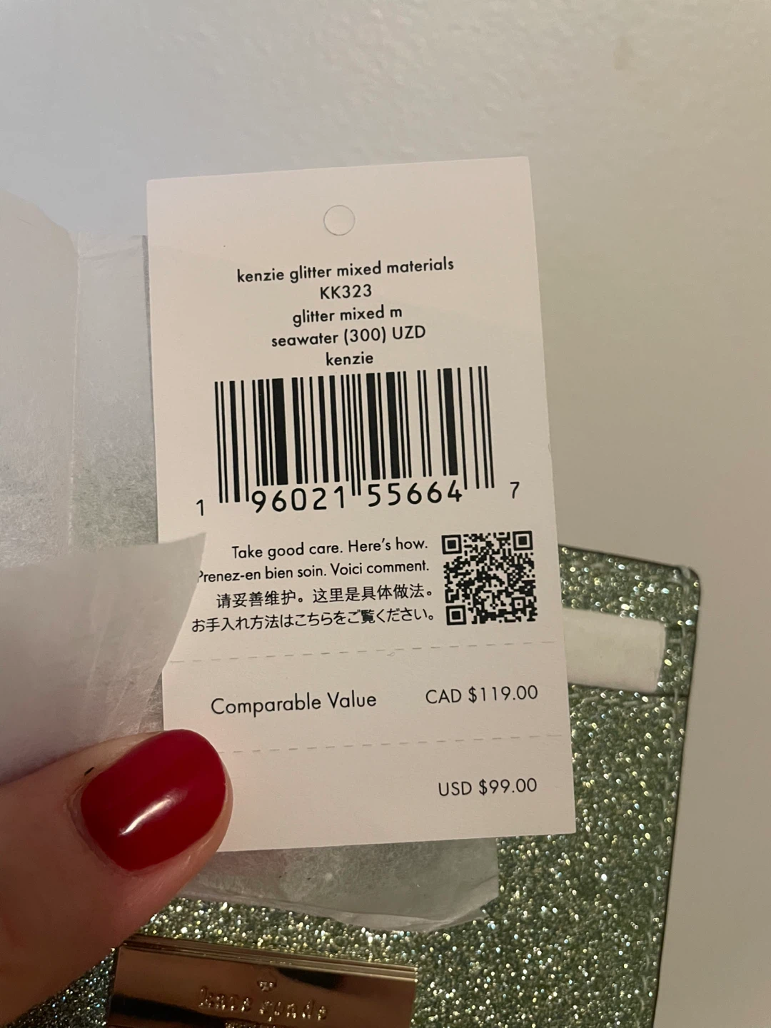 Kate Spade Kenzie Glitter Card Holder - Seafoam - photo 3