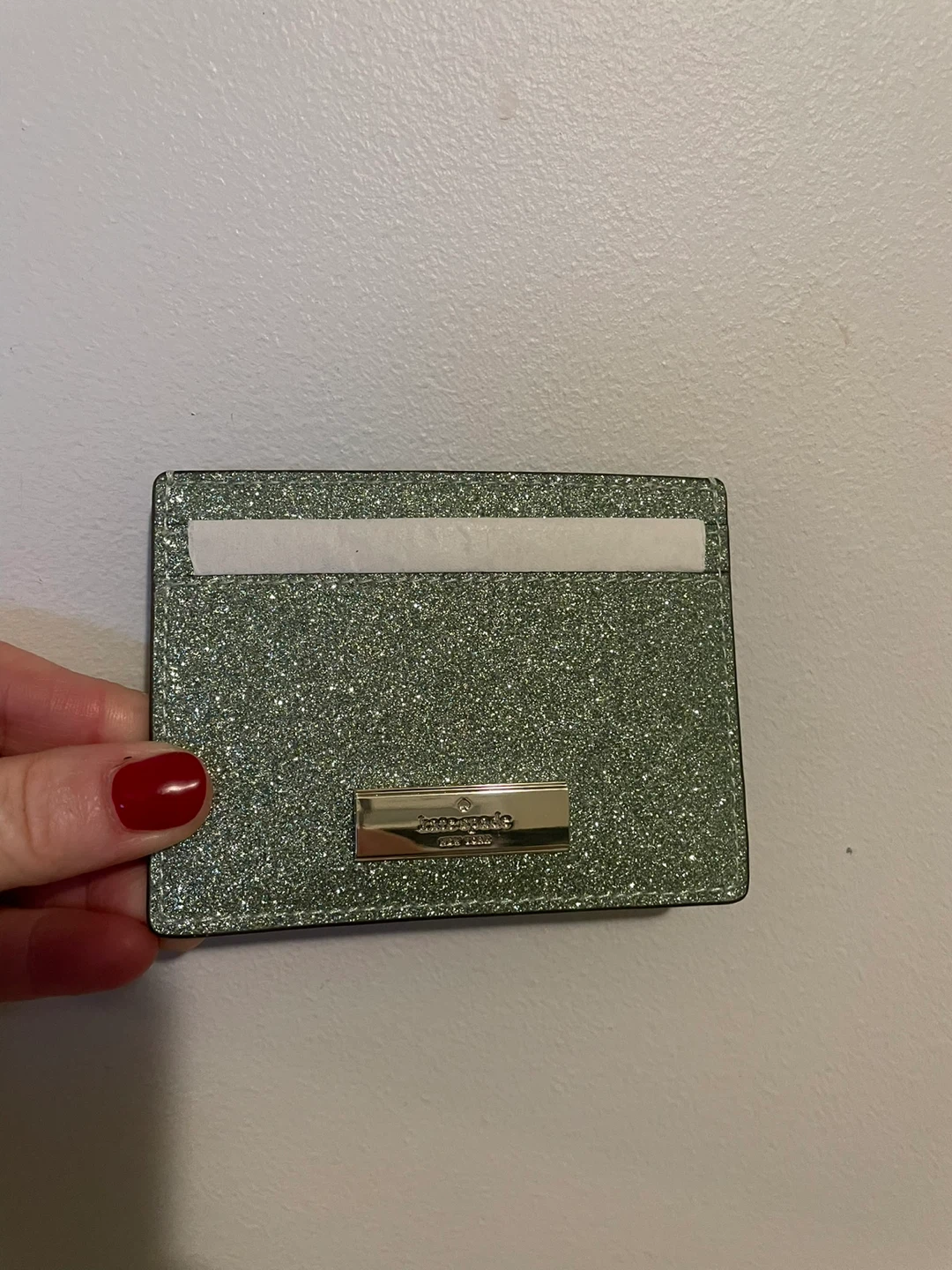 Kate Spade Kenzie Glitter Card Holder - Seafoam
