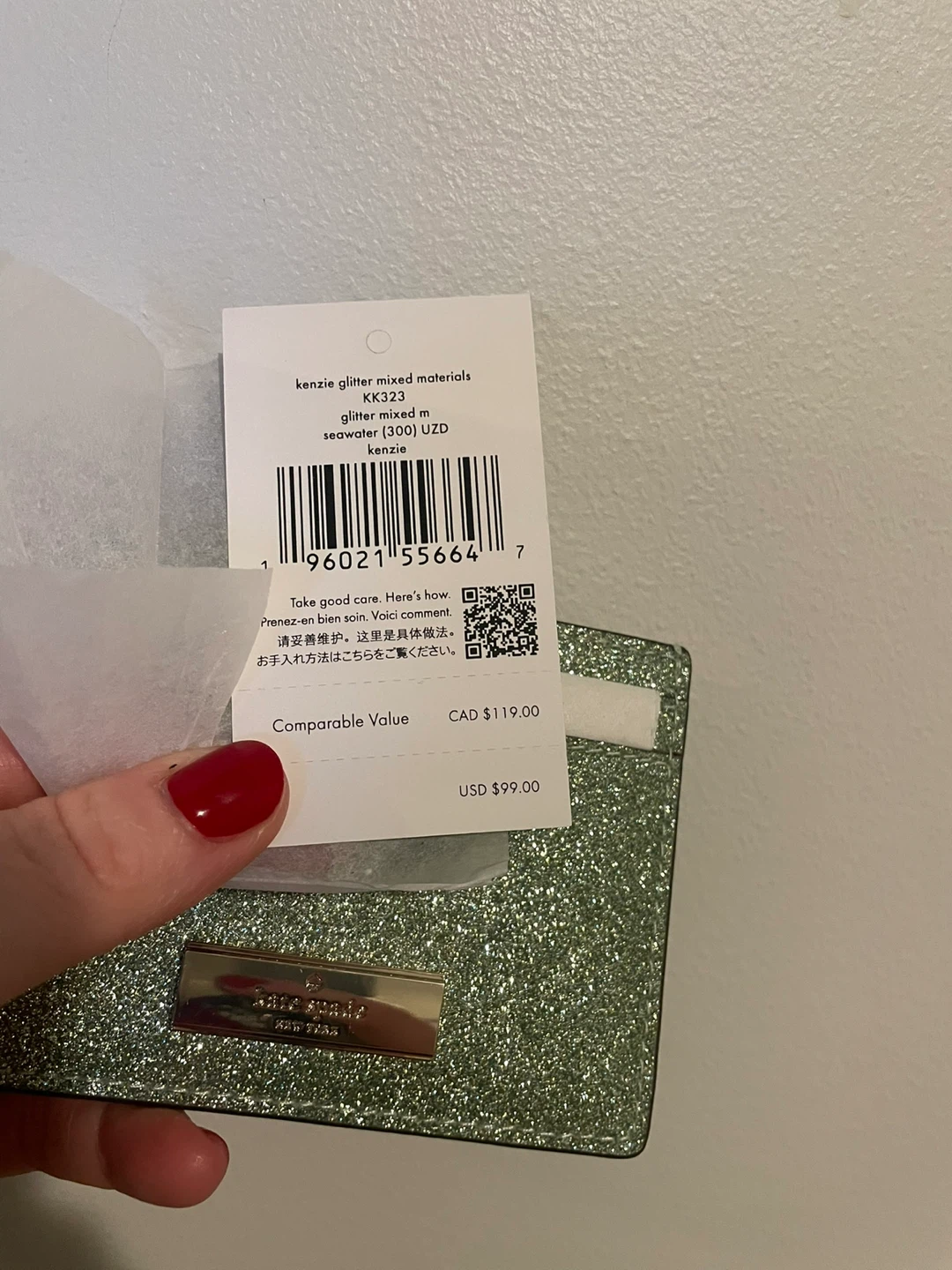 Kate Spade Kenzie Glitter Card Holder - Seafoam - photo 2