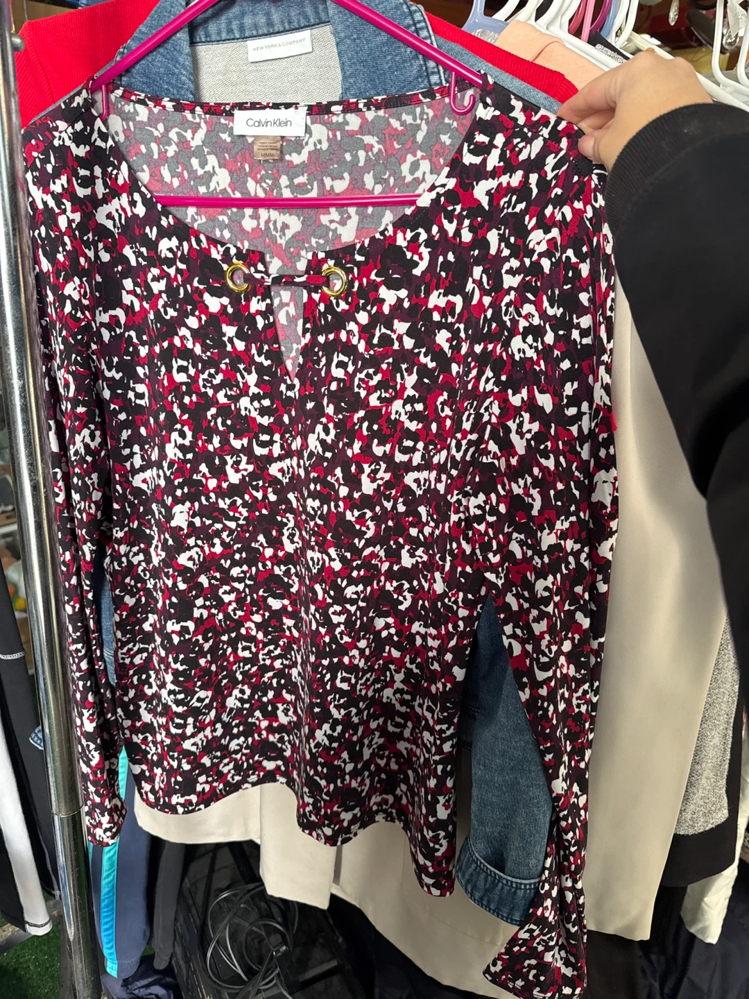 Calvin Klein Women's Long Sleeve Print Top
