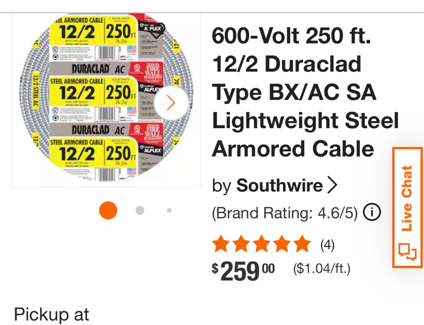 DURACLAD 12/2 Steel Armored Cable 250 ft - photo 2