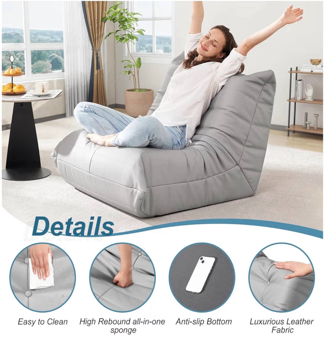 Light Grey Bean Bag Chair - photo 3