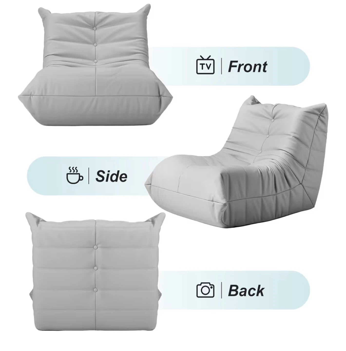 Light Grey Bean Bag Chair - photo 4