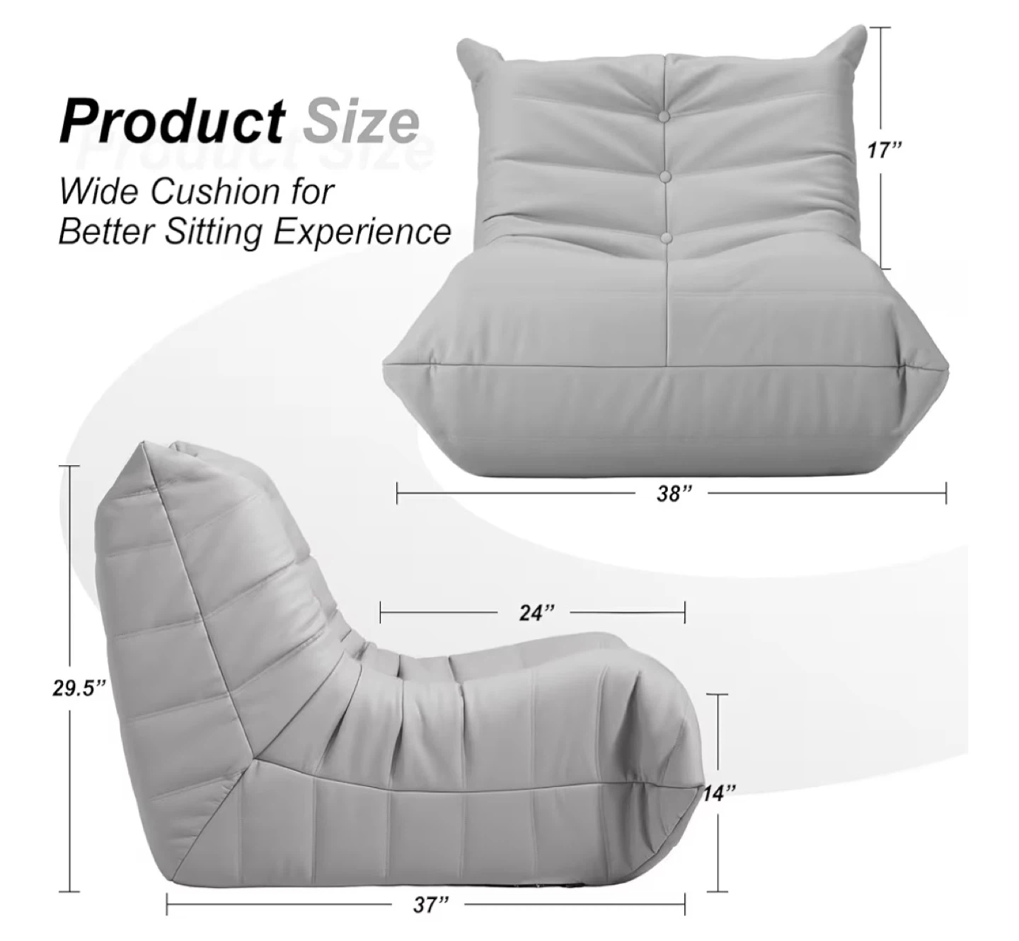 Light Grey Bean Bag Chair - photo 2