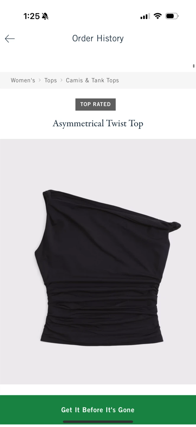 Black Asymmetrical Twist Top from Abercrombie